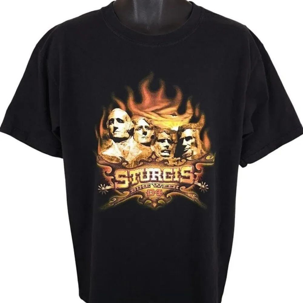 Vintage Sturgis T Shirt Mens Size Large Black Y2K 2004 Black Hills Rally